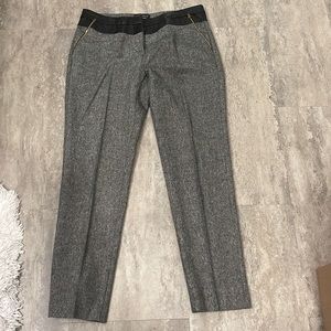 Ankle pants with faux leather trim